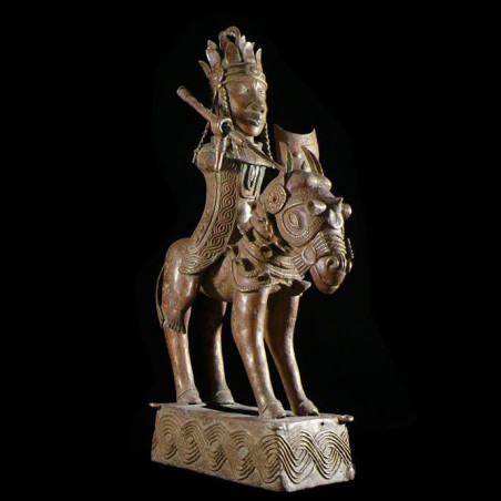 Oba et son cheval - Nigeria - BIni Edo - Bronze cire perdue
