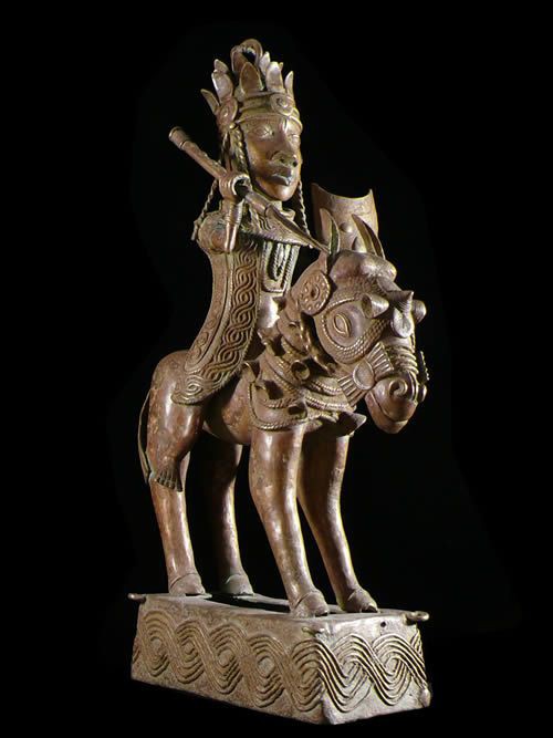 Oba et son cheval - Nigeria - BIni Edo - Bronze cire perdue
