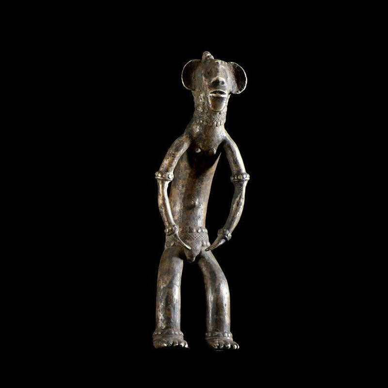 Statuette en alliage de bronze - Verre / Were - Nigeria Cameroun