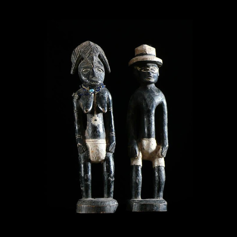 Statuettes polychromes anciennes - Baoule / Tagwana - Cote Ivoir