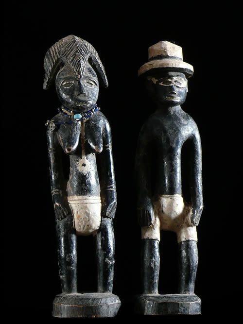 Statuettes polychromes anciennes - Baoule / Tagwana - Cote Ivoir