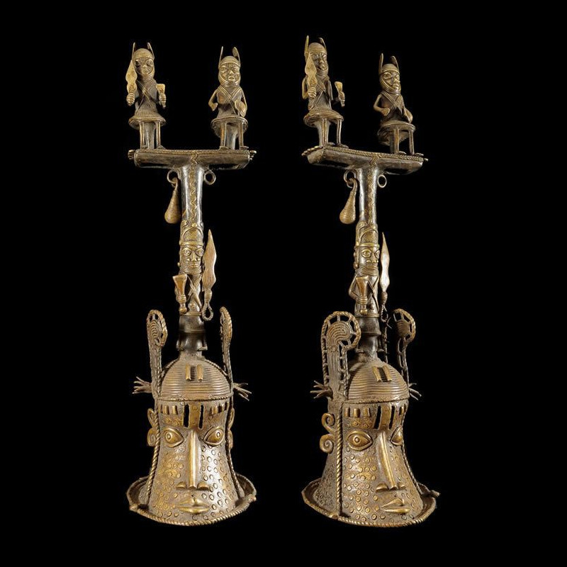 Cloche Ceremonielle - Nigeria - BIni Edo - Bronze cire perdue