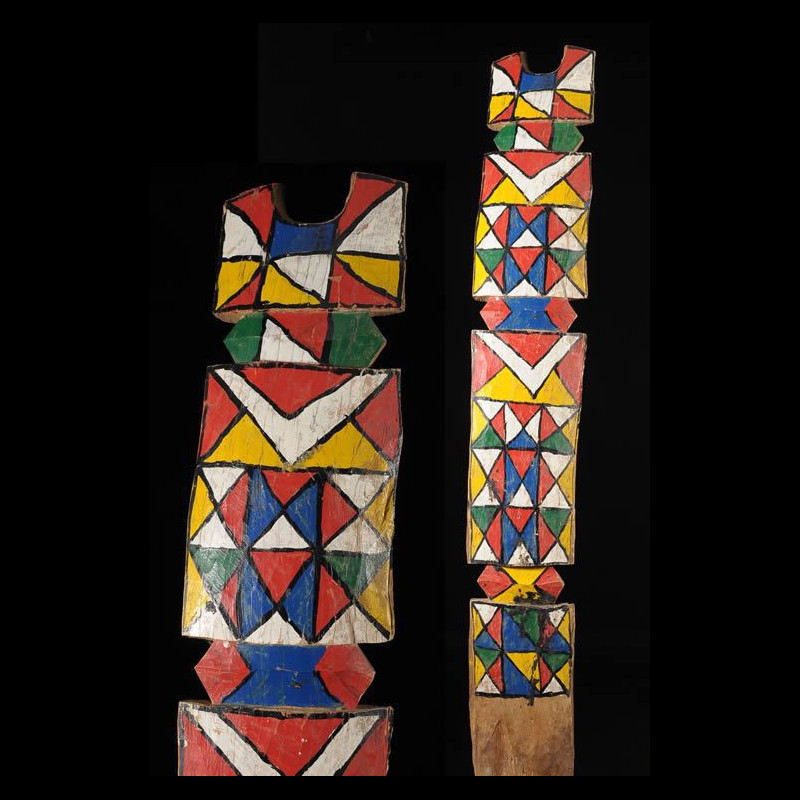 Poteau de lit polychrome - Peul Rimaybe / Rabese - Niger