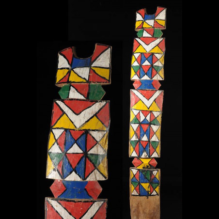 Poteau de lit polychrome - Peul Rimaybe / Rabese - Niger