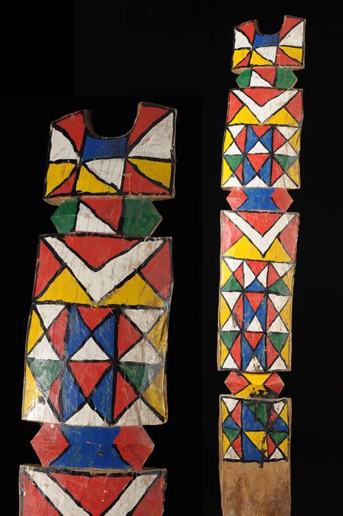 Poteau de lit polychrome - Peul Rimaybe / Rabese - Niger