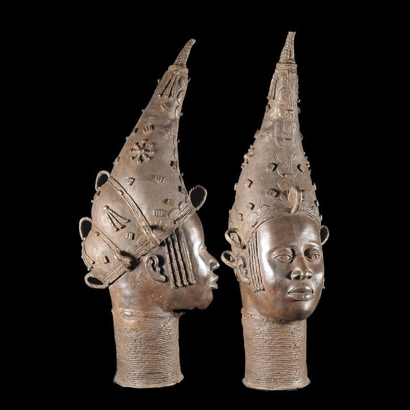 Tete de reine mere en Bronze - Ife - Bini Edo - bronzes du Benin