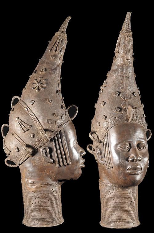Tete de reine mere en Bronze - Ife - Bini Edo - bronzes du Benin