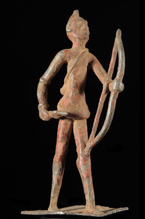 Statuette en fonte aluminium Chasseur - Senoufo - Côte d'Ivoire