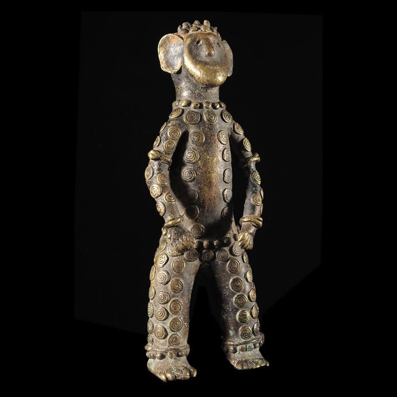Statuette en alliage de bronze - Verre / Were - Nigeria Cameroun