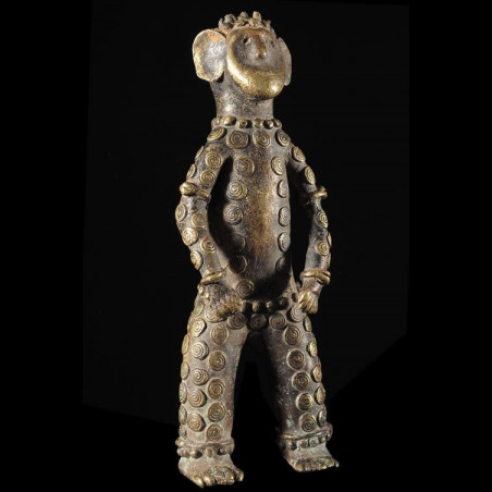 Statuette en alliage de bronze - Verre / Were - Nigeria Cameroun