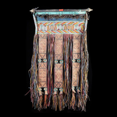 Panneau en Cuir Polychrome - Touareg - Niger / Mauritanie