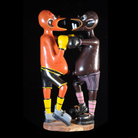 Sculpture Shetani Boxeurs - George Lilanga - Makonde