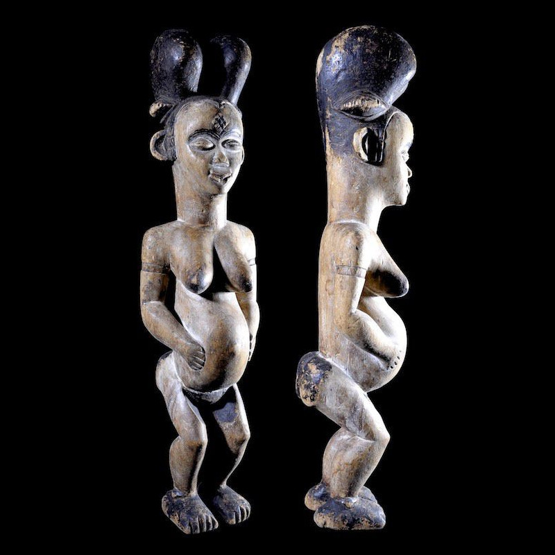 Statuette rituelle feminine - Punu / Pounou Lumbu - Gabon