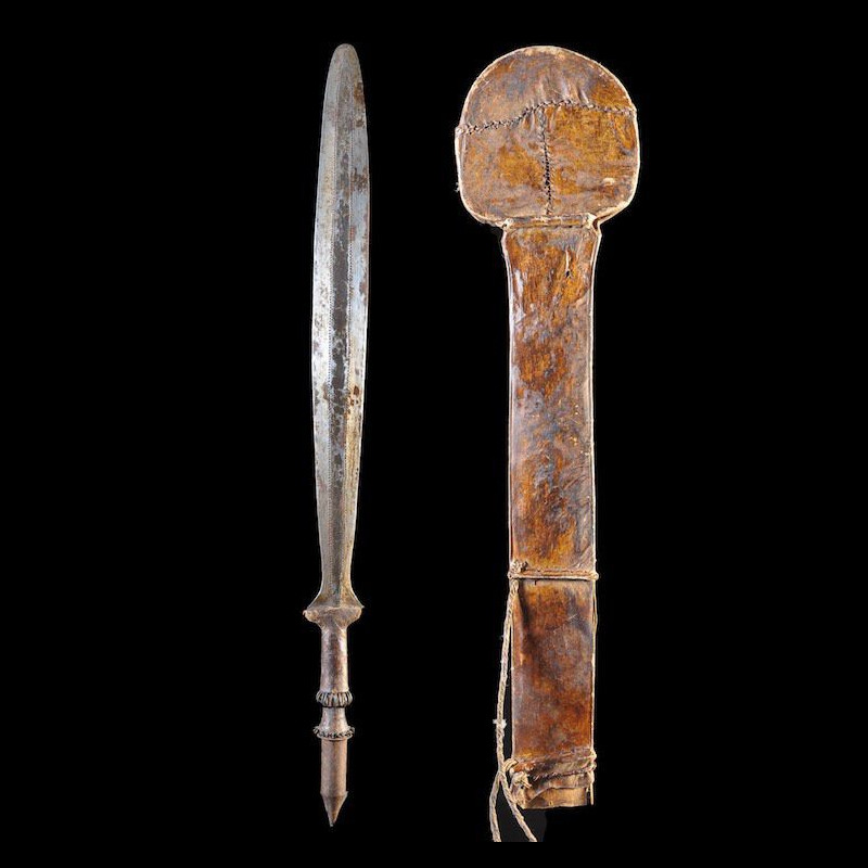 Glaive et son fourreau de cuir - Yaka - Rdc Zaire