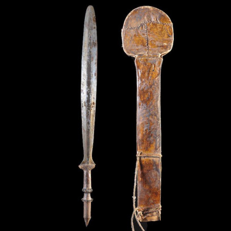 Glaive et son fourreau de cuir - Yaka - Rdc Zaire
