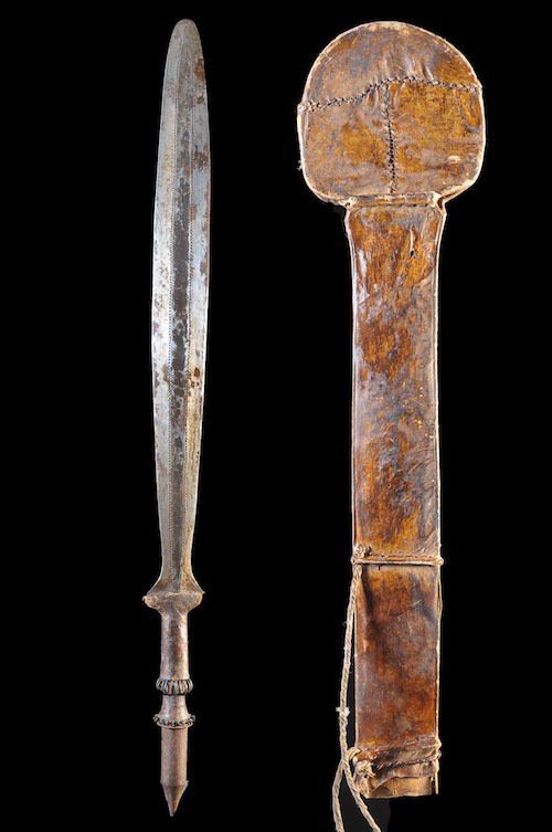 Glaive et son fourreau de cuir - Yaka - Rdc Zaire