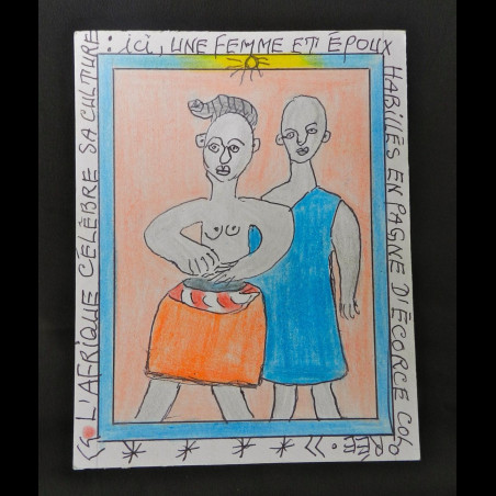 Au quotidien - Couple - Frédéric Brûly Bouabré - Dessin