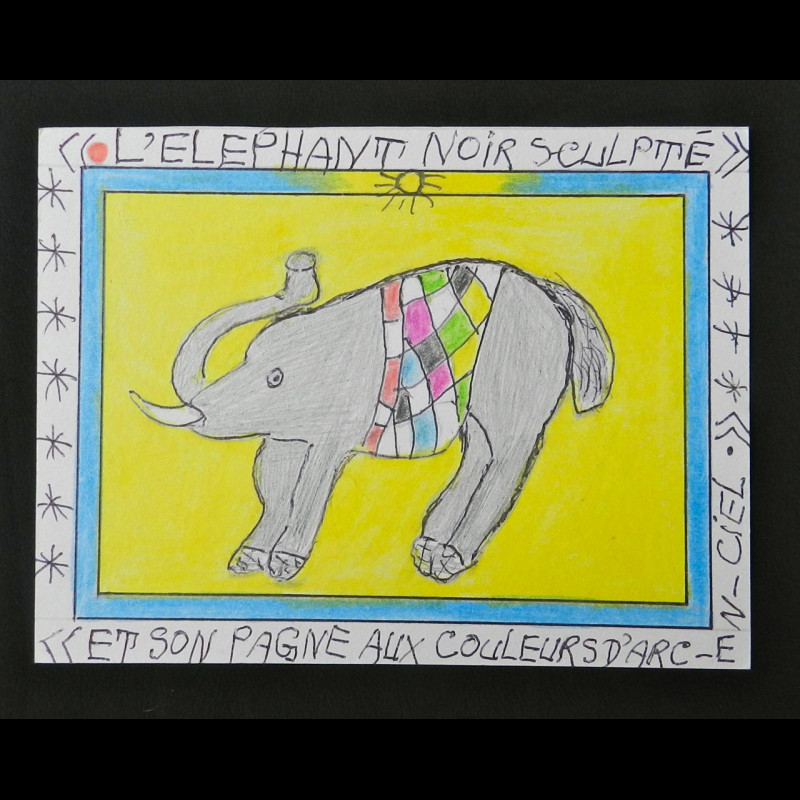 Au quotidien - Eléphant - Frédéric Brûly Bouabré - Dessin
