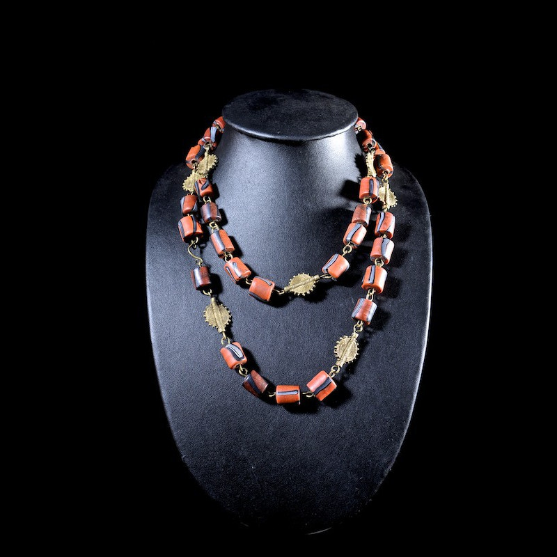 Collier en laiton et perles de traite  - Bambara - Mali