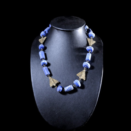 Collier en laiton et perles de bohème  - Boulé - Côte d'Ivoire