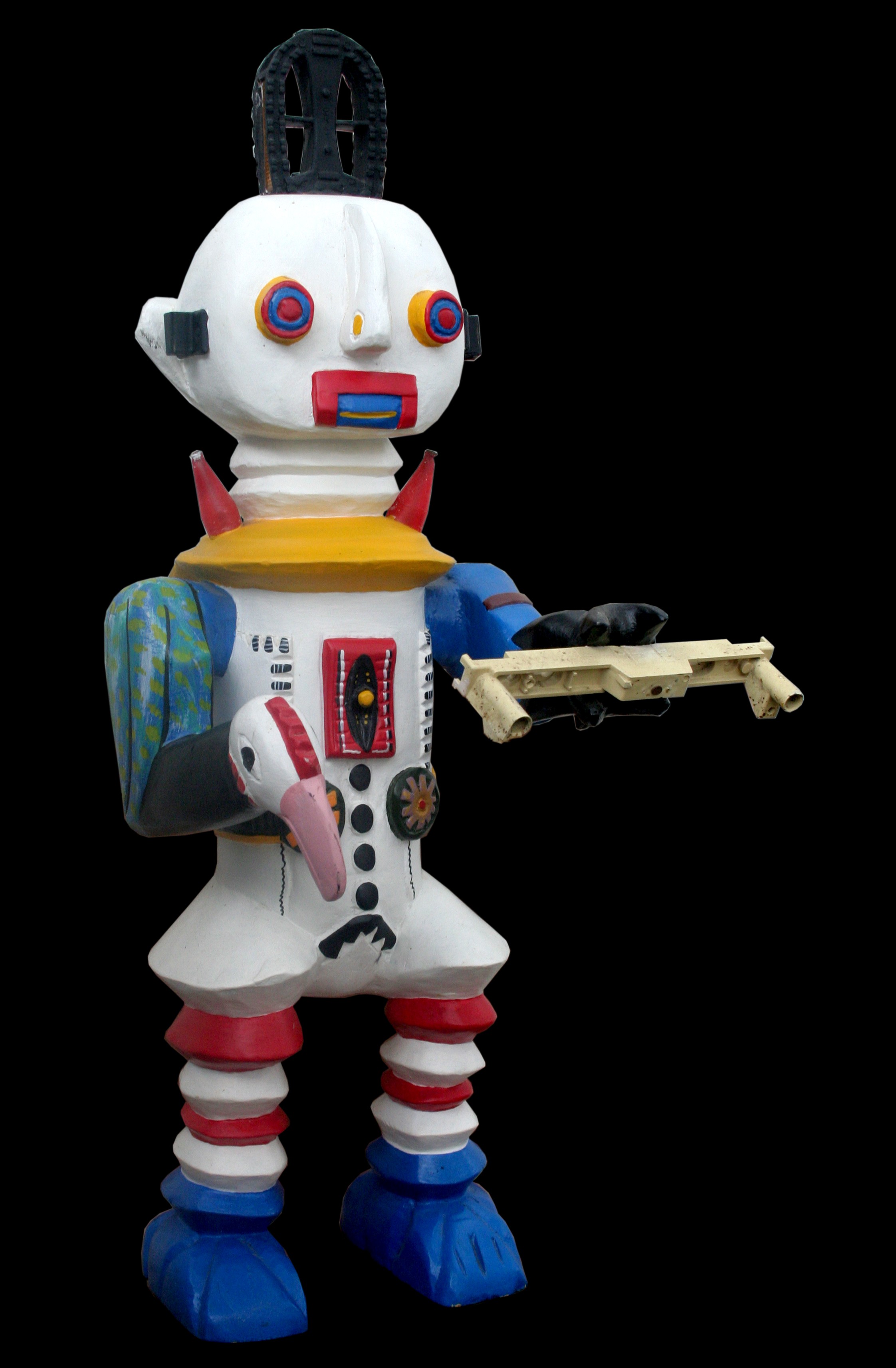 Robot white - Sculpture polychrome - Camara Demba - 2012