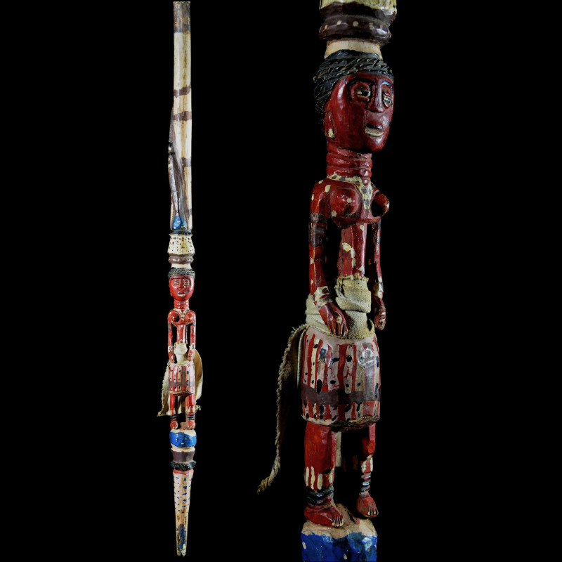 Canne de dignitaire polychrome - Baoule - Côte d'Ivoire - Objets de regalia