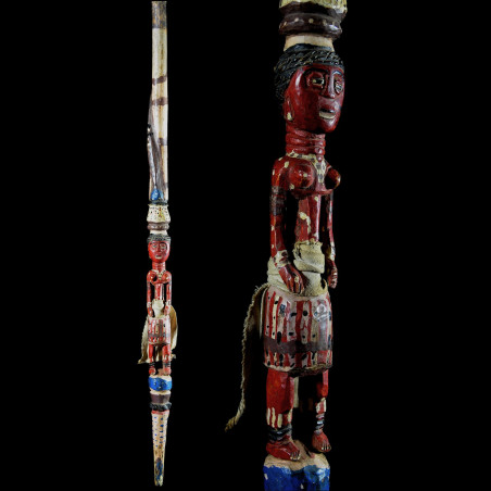 Canne de dignitaire polychrome - Baoule - Côte d'Ivoire - Objets de regalia