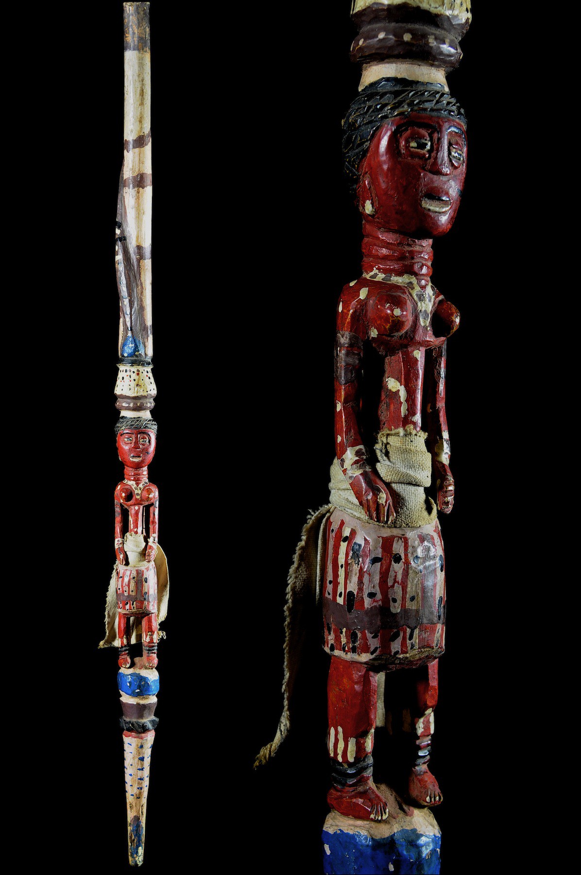 Canne de dignitaire polychrome - Baoule - Côte d'Ivoire - Objets de regalia