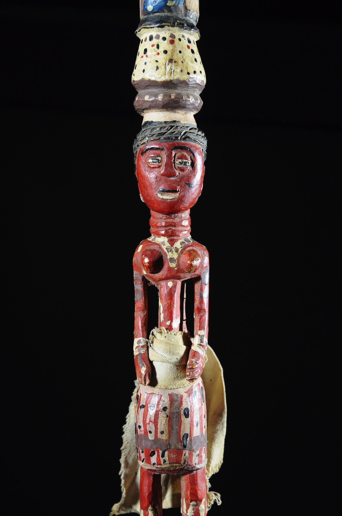 Canne de dignitaire polychrome - Baoule - Côte d'Ivoire - Objets de regalia