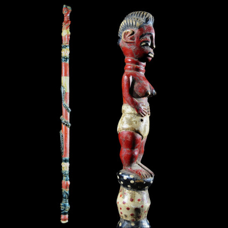 Canne de dignitaire polychrome - Baoule - Côte d'Ivoire - Objets de regalia