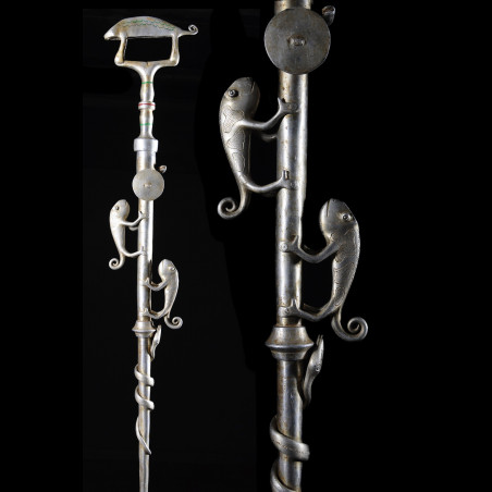 Canne epee de dignitaire en fonte aluminium - Fon - Benin - Objets de regalia