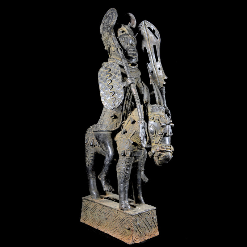 Oba et son cheval - Nigeria - BIni Edo - Bronze cire perdue