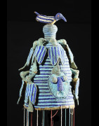 Coiffe Ade ou Adenla avec rideau de perles - Yoruba - Nigeria