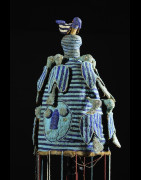 Coiffe Ade ou Adenla avec rideau de perles - Yoruba - Nigeria