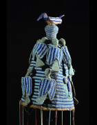 Coiffe Ade ou Adenla avec rideau de perles - Yoruba - Nigeria