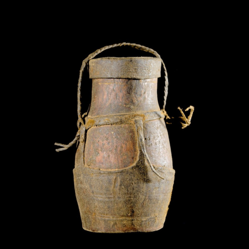 Pot a miel cuir et bois - Boni / Awer - Ethiopie