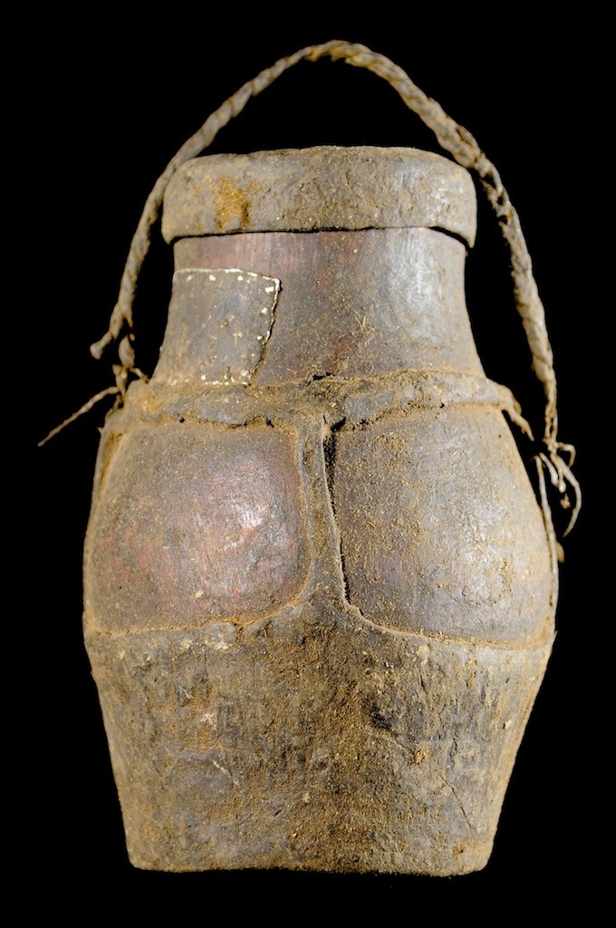 Pot a miel cuir et bois - Boni / Awer - Ethiopie