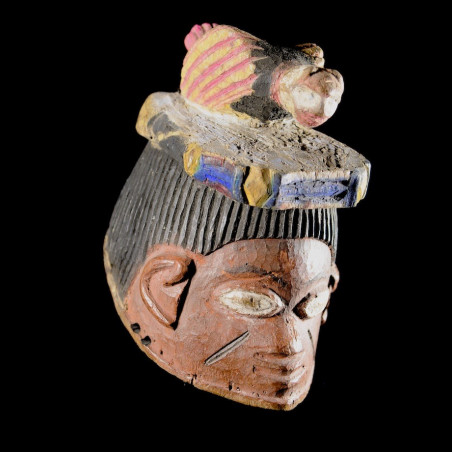 Masque Gelede bois polychrome oiseau - Yoruba - Nigeria