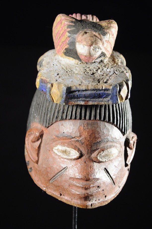 Masque Gelede bois polychrome oiseau - Yoruba - Nigeria