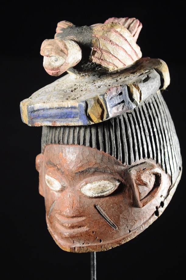 Masque Gelede bois polychrome oiseau - Yoruba - Nigeria