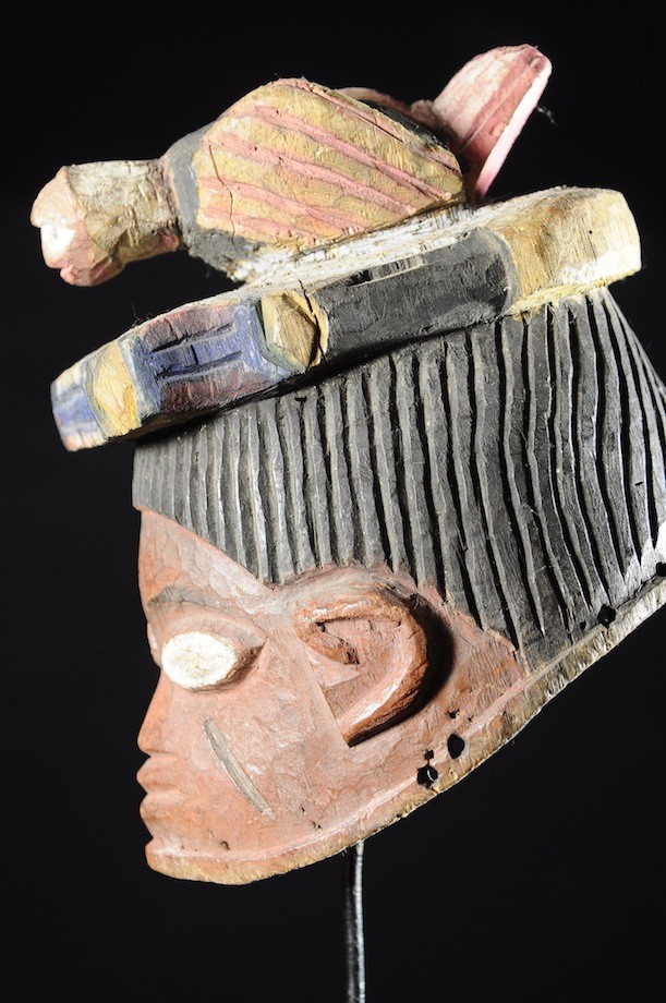 Masque Gelede bois polychrome oiseau - Yoruba - Nigeria