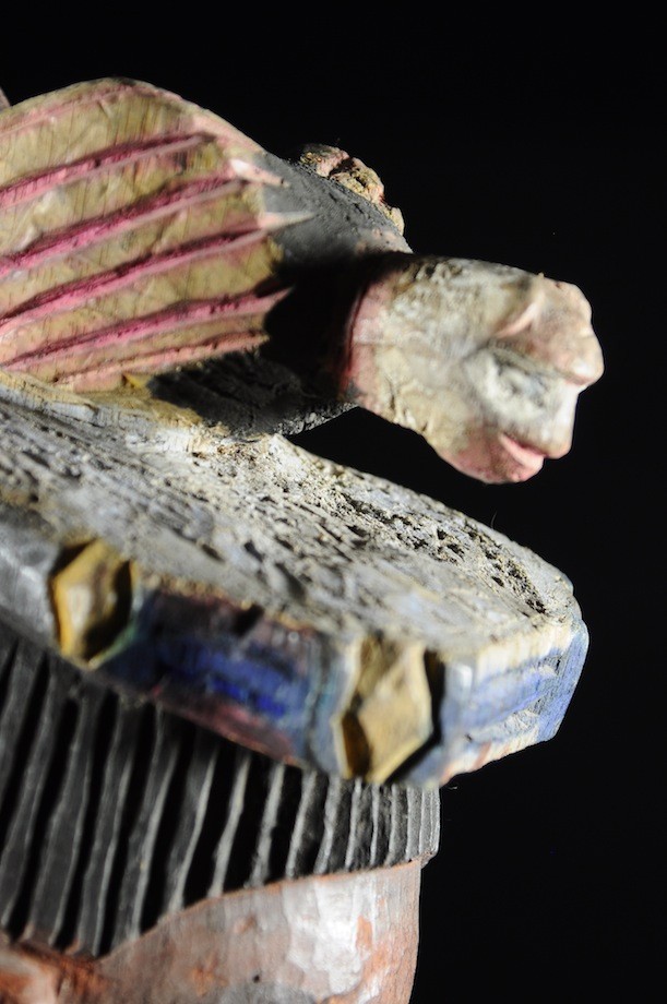 Masque Gelede bois polychrome oiseau - Yoruba - Nigeria