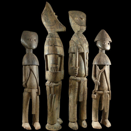 Ensemble de 4 statues du Poro - Kafigueledjo - Senoufo - Côte d'Ivoire