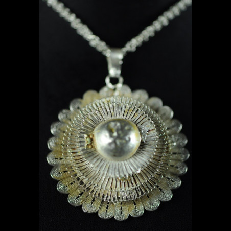 Pendentif et chaine en nickel argenté - Peul / Fulani - Mali