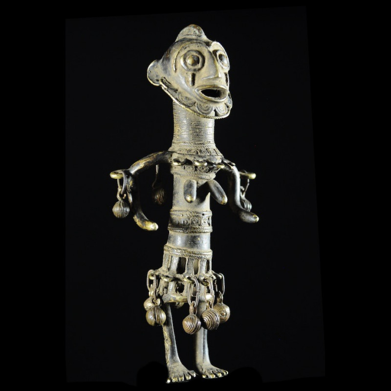 Statuette en alliage de bronze - Verre / Were - Nigeria Cameroun