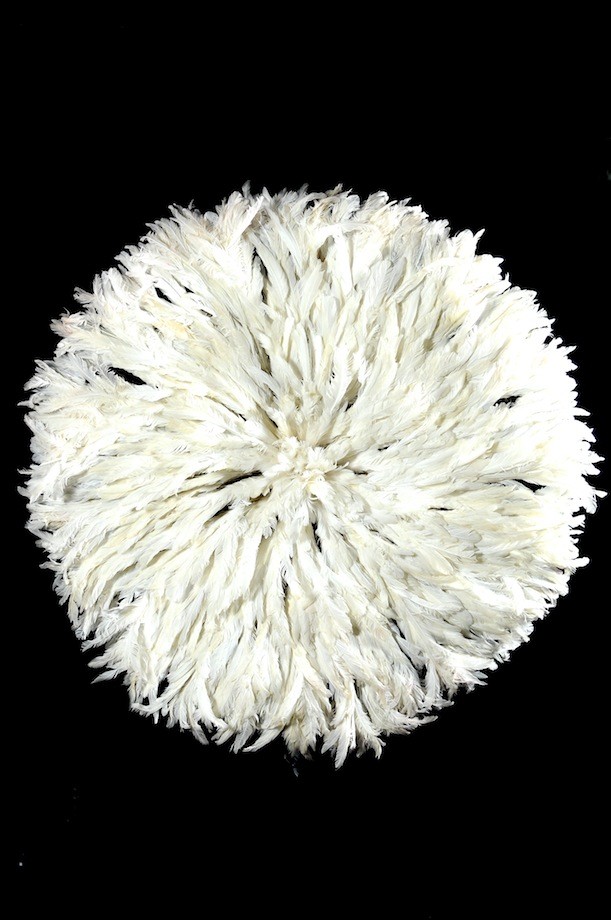 Coiffe Aka en plumes Blanches - Bamileke - Cameroun - Juju Hat