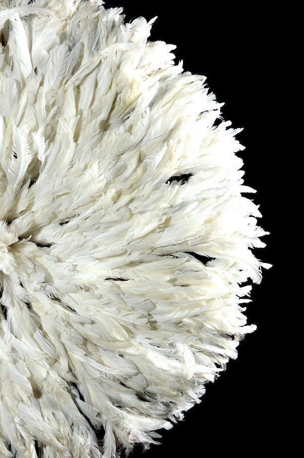 Coiffe Aka en plumes Blanches - Bamileke - Cameroun - Juju Hat