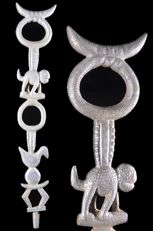 Canne de dignitaire en bois et aluminium - Fon - Benin - Objets de regalia