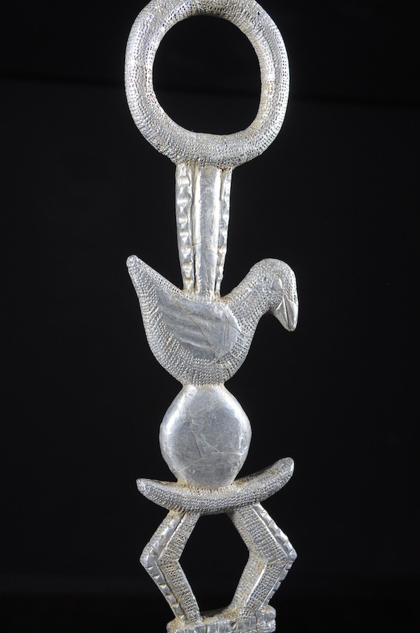 Canne de dignitaire en bois et aluminium - Fon - Benin - Objets de regalia