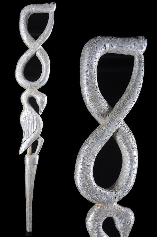 Canne de dignitaire en bois et aluminium - Fon - Benin - Objets de regalia